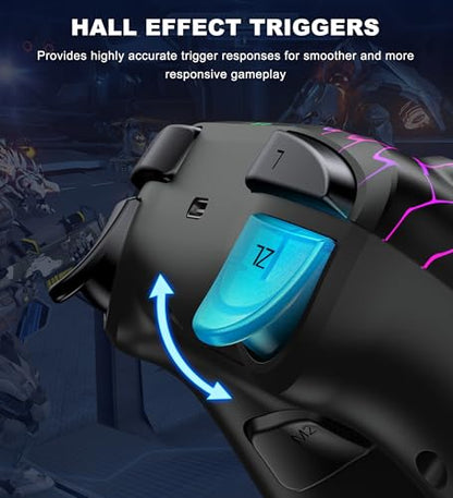 Wireless Switch Controller 1000mAh Compatible with Switch/Lite/OLED/PC/Windows/iOS/Android, RGB Lightning Switch Pro Controller with Programmable/Wake-up/Turbo Vibration, Ergonomic Non-Slip