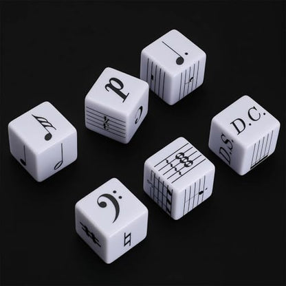 6Pcs Fun Five-Line Staff Music Note Dice, Large 25mm Music Theory Dice, Includes 36 Beginner-Level Staff Patterns for Theory Learning - color: Music Dice-6 Pcs