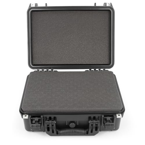 CASEMATIX 16" Waterproof Hard Case with Customizable Foam for Portable Electronics, Tools and Accessories - Hard Shell Plastic Case with Pre-Diced Travel Case Foam Interior - size: 16"