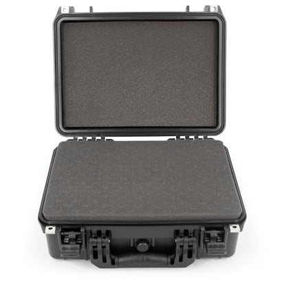 CASEMATIX 16" Waterproof Hard Case with Customizable Foam for Portable Electronics, Tools and Accessories - Hard Shell Plastic Case with Pre-Diced Travel Case Foam Interior - size: 16"