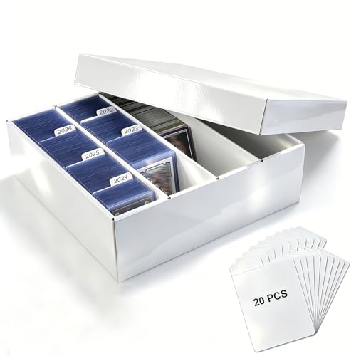 4 Row Trading Card Storage Box with Dividers, Fits 700+ Toploaders or 3800+ TCG Cards, Heavy Duty Double Wall Cardboard Card Storage Box for Bulk Card Storage,Sports,MTG&PKM Card Storage - size: 1-Pack-Toploader