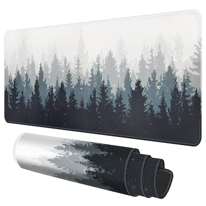 Galdas Mouse Pad For Gaming,Forest Background Pattern XXL XL Large Mouse Mat Long Extended MousePad Desk Mat Non-Slip Rubber Mice Pads Stitched Edges Thin (31.5 x 11.8 x 0.12 Inches) Tree - color: Tree