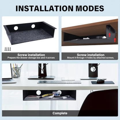 Under Desk Storage Shelf, Steel Under Desk Tray Mountable Add-On Shelf for Table Office Desk, Large (Pack of 1) - size: Large (13" x 8" x 2.8")