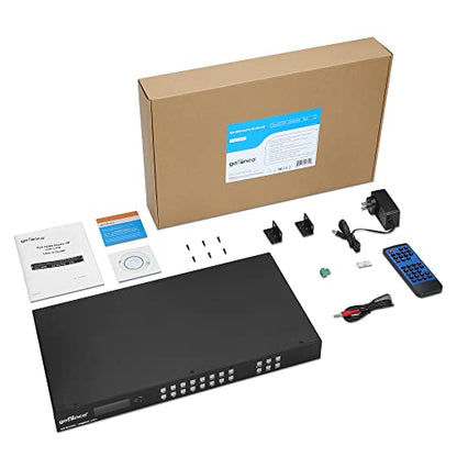 gofanco 8x8 HDMI Matrix Switch with LCD Info Screen (Matrix88HD2) | 1U, 4K60Hz 4:4:4, HDCP 2.2/1.4, Auto Downscaling, Supports Dolby Vision, HDR10, HLG, Atmos, Audio Embed/Extract, EDID - size: 4K 60Hz 8x8