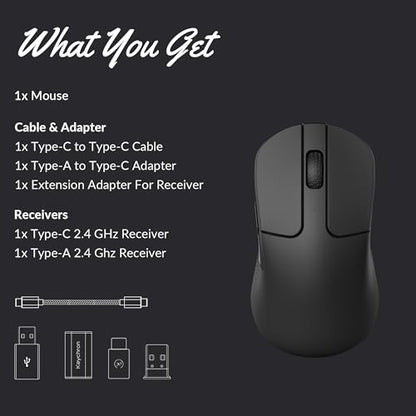 Keychron M3 Mini Wireless Optical Mouse, Bluetooth 5.1/2.4 GHz/Wired Gaming Mouse, Programmable PixArt 3311 Sensor with up to 26,000 DPI/ 650 IPS, Lightweight Ergonomic for Windows Mac Linux - Black - color: Black, style: PixArt 3311 (1K Polling Rate)