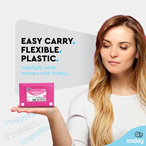 Enday Index Card Holder 3x5, Pink Index Card Case with 5 Tab Dividers, Index Card Organizer, Flash Card Holder, Holds 100 Cards - color: PINK, size: 1