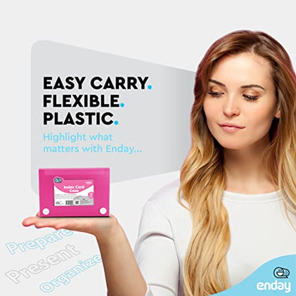 Enday Index Card Holder 3x5, Pink Index Card Case with 5 Tab Dividers, Index Card Organizer, Flash Card Holder, Holds 100 Cards - color: PINK, size: 1