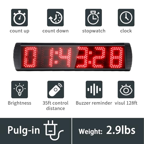 Portable 5 inch High 6 Digits LED Race Clock with Tripod for Running Events, Countdown/up Digital Race Timer, 12/24-Hour Clock,LED Stopwatch by Remote Control - style: Remote Control+Tripod
