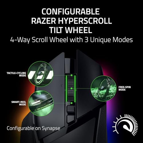 Razer Basilisk V3 Pro 35K Wireless Gaming Mouse, 140 Hr Battery, Black | 35K DPI Optical Sensor Gen 2, HyperScroll Tilt Wheel, 13 Customizable Controls, Chroma RGB, Optical Switches Gen 3 - color: Black