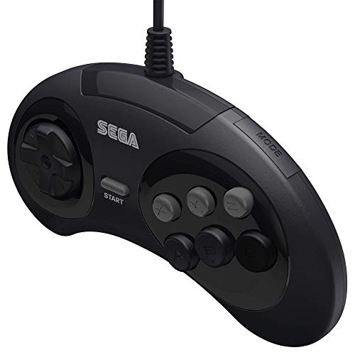 Retro-Bit Official Sega Genesis Controller 6-Button Arcade Pad for Sega Genesis - Original Port (Black) - color: Black