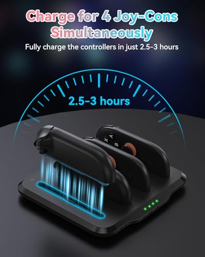 ELUTENG Controller Charger Dock 4 in 1 Fast Charging Dock for Switch 2 Joy Con Ultra-Thin Design Portable Dual-Direction Magnetic Fast Charger Station with USB C Cable - color: Black