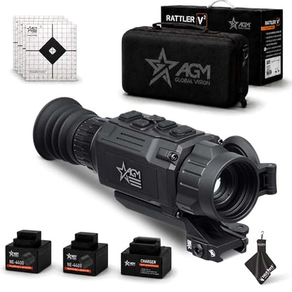 AGM Global Vision Rattler V2 Thermal Imaging Scope for Hunting, High Resolution with High Sensitivity Thermal Optics, Waterproof & Durable, Includes Thermal Targets & Cleaning Cloth - style: 19-256