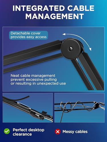 InnoGear Mic Arm Microphone Boom Arm Cable Management for Blue Yeti, Black | Desk Mount, for Shure Fifine, Professional Appearance, Extendable, Horizontal Reach 32.3", 3.5 lb Weight Capacity, Heavy-Duty - color: Black, style: Standard Clamp