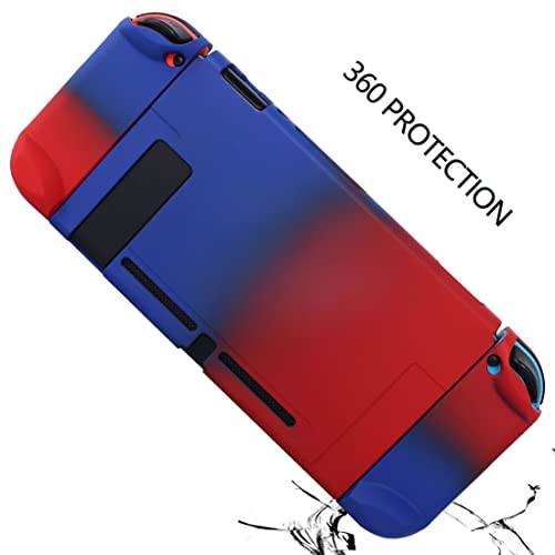Dockable Case for Nintendo Switch - COMCOOL 3 in 1 Protective Cover Case for Nintendo Switch and Joy-Con Controller with Screen Protector - Red Blue - color: Red Blue