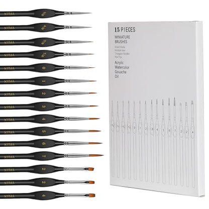 Miniature Paint Brushes, 15PCS Model Brushes Detail Paint Brush Set, Fine Detailing for Watercolor, Oil, Face, Acrylic, Nail, Line Drawing, Scale Model Painting（Black） - size: 15PCS