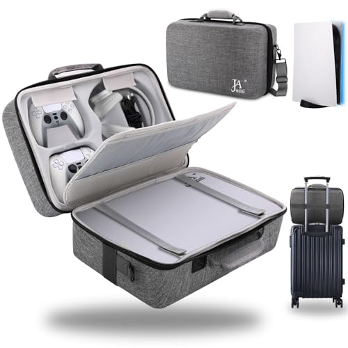 jamini Hard Shell Carrying Case for PS5, PS5 Pro,Ps 5 Slim, Travel Case Shockproof Protective Storage Bag for Playstation 5 Console ControllerDisk Digital Edition, Headset, Accessories - color: Grey, style: For Ps5/Ps5 Pro