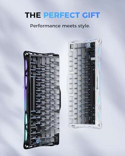 GravaStar Mercury K1 75% Wireless Mechanical Gaming Keyboard, Aluminum Alloy Exoskeleton Design, Gasket Custom Keyboard Hot-Swap Socket, Linear Switches, RGB Backlit【Gradient White】 - color: Gradient White