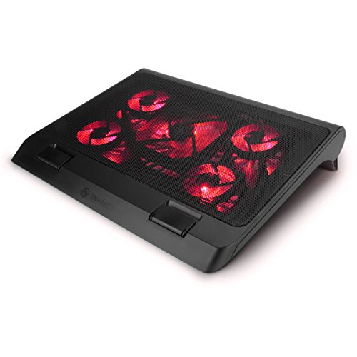 ENHANCE Gaming Laptop Cooling Pad Stand with LED Cooler Fans , Adjustable Height , & Dual USB Port for 17 inch Laptops - 5 Ultra Quiet High Performance Fans 2630 RPM & Built-In Bumpers - Red - color: Red