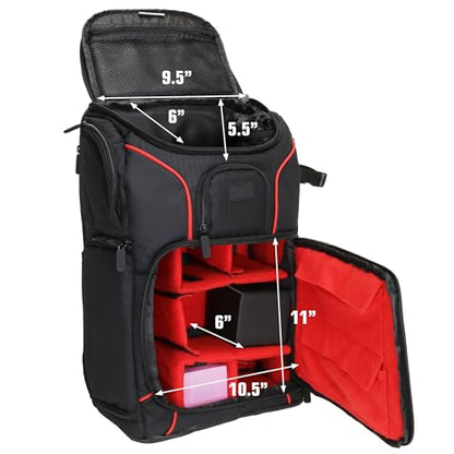 USA Gear MTG Backpack Compatible with Magic the Gathering Deck, Yu-Gi-Oh, MTG Decks & more - TCG Backpack MTG Bag with Shoulder Straps, Customizable Dividers, TCG Playmat Holder, Binder Space (Red) - color: Red