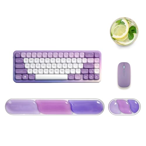2 Pcs Gel Wrist Rest for Keyboard,Ergonomic Mouse Pad for Typing | Silicone Mouse Wrist Set,Mouse Pad with Wrist Rest,Gel Keyboard Mouse Pad,Non Slip,for Pain Relief Computer Typing - color: Purple