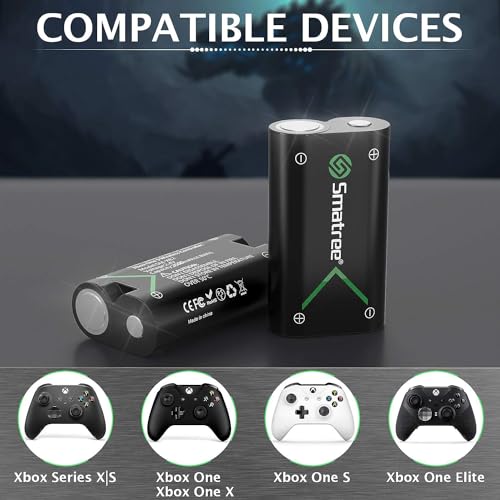 Smatree Rechargeable Battery Compatible with Xbox Series X|S/Xbox One, XboxOne X/S/Elite Wireless Controller, 3 Pack Batteries with Charger (Patent Protection)