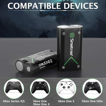Smatree Rechargeable Battery Compatible with Xbox Series X|S/Xbox One, XboxOne X/S/Elite Wireless Controller, 3 Pack Batteries with Charger (Patent Protection)