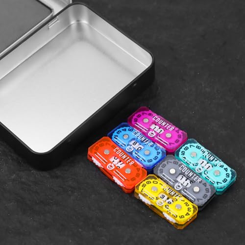 6Pcs MTG Life Counter Twin Digits with Metal Box, Tracker Life Counter for Board Games, Compatible with Magic Card Games Accessories RPG D&D CCG TCG Tabletop Board Games - color: C Color-6pcs