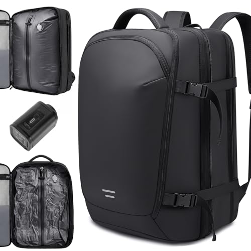 TANGCORLE Vacuum-Compressed Travel Backpack: Expandable, Airline-Approved Laptop Backpack—Unisex Business Backpack - color: Black-a42l