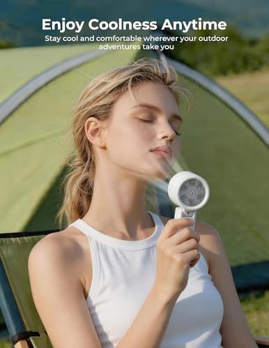Portable Handheld Turbo Fan with Ice Cooling, 100 Levels Stepless Speed, 15H Long Battery Life, 10500RPM Turbo Fan Rechargeable Personal Mini Fan for Travel, Outdoor, Makeup - color: White