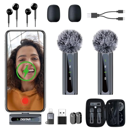 Wireless Lavalier Microphone for PC/iPhone/Android/iPad, Clip-on Mics for Audio Video Recording, Bluetooth USB Lavalier Lapel Microphones for YouTube TikTok Vlogging Singing Content Creator
