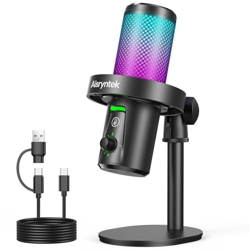 USB Gaming Microphone for PC - 96kHz/24-bit Studio Quality Cardioid Condenser Mic with Mute Button, Gain Control & 3.5mm Headphone Jack - Plug & Play for Streaming, Podcast, Twitch, PS5