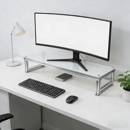 Monitor Stand Riser Acrylic Aluminum, Heavy Duty Ergonomic Screen Stand with Under Desk Storage, Neck Pain Relief Desk Organizer for Laptop PC iMac Home Office & Gaming