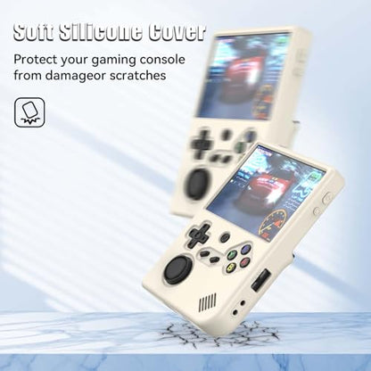 Silicone Case for RG40XXV Handheld Game Console with Lanyard | Anti-Scratch Washable Soft Silicone Protective Cover for Anbernic RG 40XXV Accessories - color: Offwhite