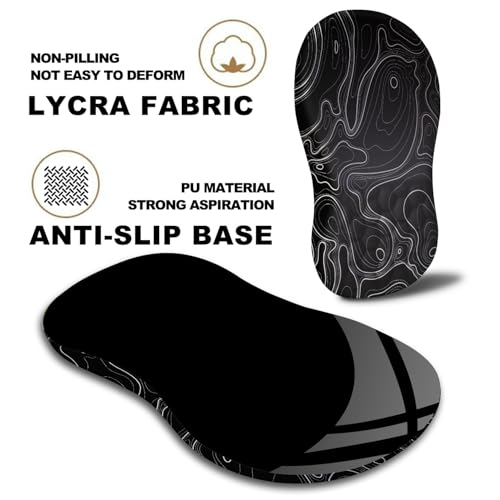 Ergonomic Mouse Pad with Massage Dot, Comfortable Computer Mouse Pad for Laptop, Wrist Rest Pain Relief, Non-Slip PU Base, Black, 12 x 8 in - color: 022-Topographic Map Black