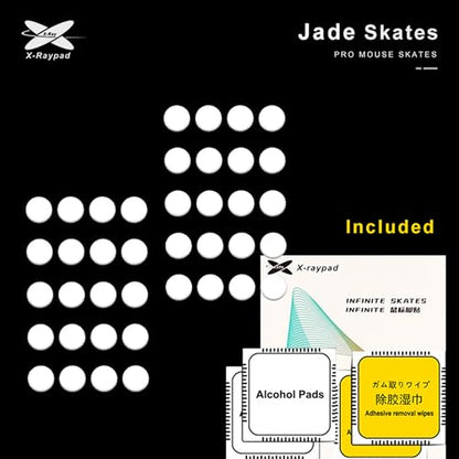 X-Raypad Jade Speed Mouse Skates, Offers Excelent Wear Resistance, Speed & Control Abrasion Resistance, Curved Edge, Move More smoothly, Suitable for Cloth Mouse Pads & Glassmouse Pads (Jade) - color: Jade