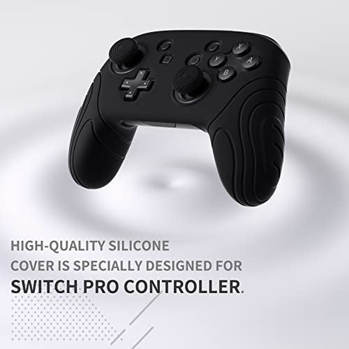 PlayVital Samurai Edition Ergonomic Silicone Skin Protective Case for Nintendo Switch Pro Controller, Soft Anti-slip Controller Grip Protector for Nintendo Switch Pro with Thumb Grip Caps - Black - color: Black
