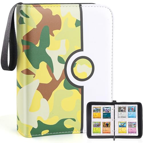 Collectible Trading Card Binder, 400 Pockets Card Holder with 50 Removable Sleeves, Portable Collection Binder Album Book Case Storage, Zipper Card Protective Sleeves for TCG, Sports Card - color: First Opportunity Camo
