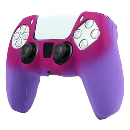 RALAN Purple Red Controller Skin Silicone for PS5, Non-Slip Grip Cover Protector Compatible with PlayStation 5 Controllers with 2 Thumb Grip Caps - color: Purple Red