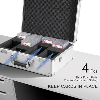 Graded Card Storage Box – Aluminum Alloy Trading Cards Storage Box with Combination Lock - Holds 140+ Graded Cards, Sports Card Case, Fits PSA, CSG, BGS (Silver) - color: Silver