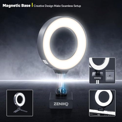 CR5 Video Conference Lighting Kit, 5" Ring Light Clip on Laptop Monitor, Desk Light with Stand Tripod, Bi-Color CRI >95 for Webcam Lighting, Zoom Lighting, Broadcasting, Live Streaming