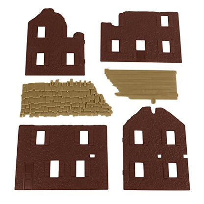 BMC WW2 Bombed French Farm House - Plastic Army Men Playset Accessory - color: Brown / Tan