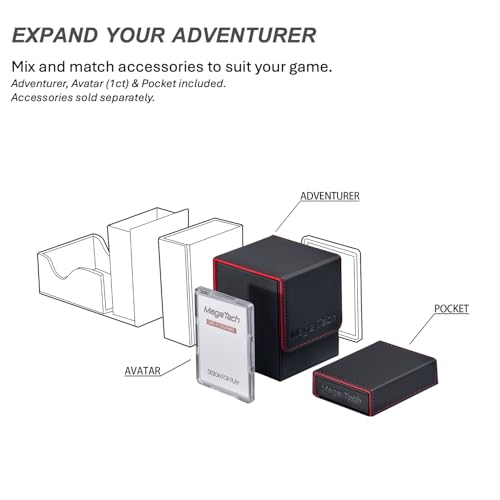 Mage Tech Adventurer [Champion] 60-Card Solution - Avatar Holder + Pocket Dice Box with Life Tracker - Rugged, Expandable - MTG Standard/LOR/PTCG - Black/Grey - color: 2. Artifact (Black/Grey), style: 3. Champion[60-card solution]