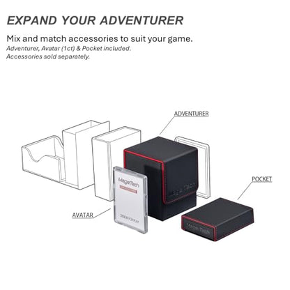 Mage Tech Adventurer [Champion] 60-Card Solution - Avatar Holder + Pocket Dice Box with Life Tracker - Rugged, Expandable - MTG Standard/LOR/PTCG - Black/Grey - color: 2. Artifact (Black/Grey), style: 3. Champion[60-card solution]