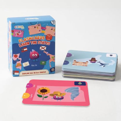 Kidrox Flashcards: Learn the 50 U.S. States – Pull-Tab Geography Game for Kids Ages 6+ | State Maps, Flags & Capitals | Includes U.S. Map Poster - style: Learn The US States