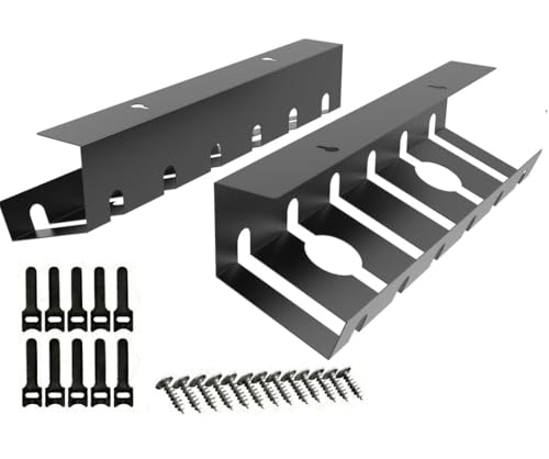 Metal Cable Management Under Desk for Easy mounting Under-Table, Set of 2 - with 10X Cable Ties, Desk Organizer for Office/Home Office Table Thoughtful Cable Tray Holder
