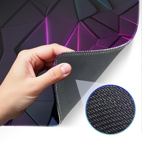 Stylish Geometric Design Gaming Mouse pad, Non-Slip Rubber Base, Stitched Edges, 31.5x11.8 inch Large Mouse pad, Suitable for Gaming and Desk Pads - color: Geometric color