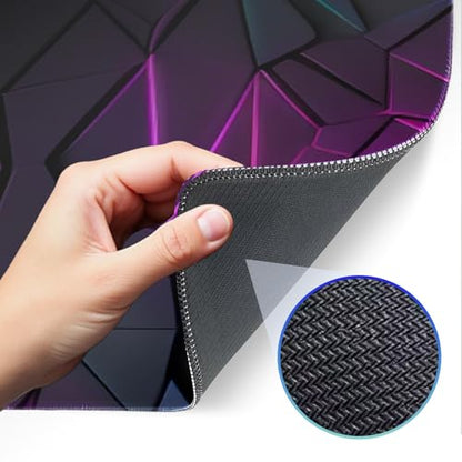 Stylish Geometric Design Gaming Mouse pad, Non-Slip Rubber Base, Stitched Edges, 31.5x11.8 inch Large Mouse pad, Suitable for Gaming and Desk Pads - color: Geometric color