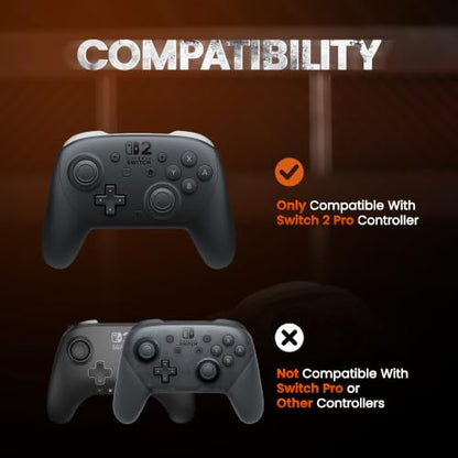 GesTac Silicone Case Compatible with Switch 2 Pro Controller, Protective Cover Skin, Tactical Anti-Slip Grip Cover, Shockproof Soft Silicone Sleeve, Sweat-Resistant, 3D Texture – Black