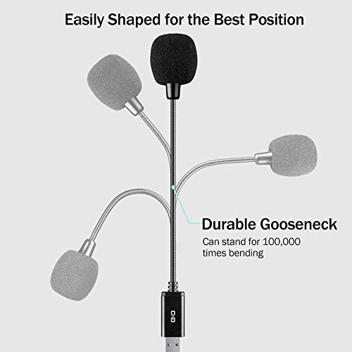 Mini USB Microphone for Laptop and Desktop Computer, with Gooseneck & Universal USB Sound Card, Compatible with PC and Mac, Plug & Play, Ideal Condenser Mic for Remote Work, Online Class | Universal USB Sound Card, Plug & Play, Flexible Gooseneck, Ideal C