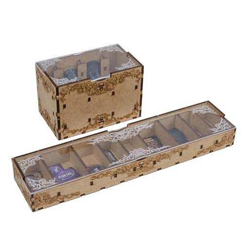 TowerRex Organizer for Betrayal at House on the Hill 3rd Edition | Expansions Compatible, Fits Sleeved Cards, Removable In-Game Trays, Board Game Storage with Dice Tower